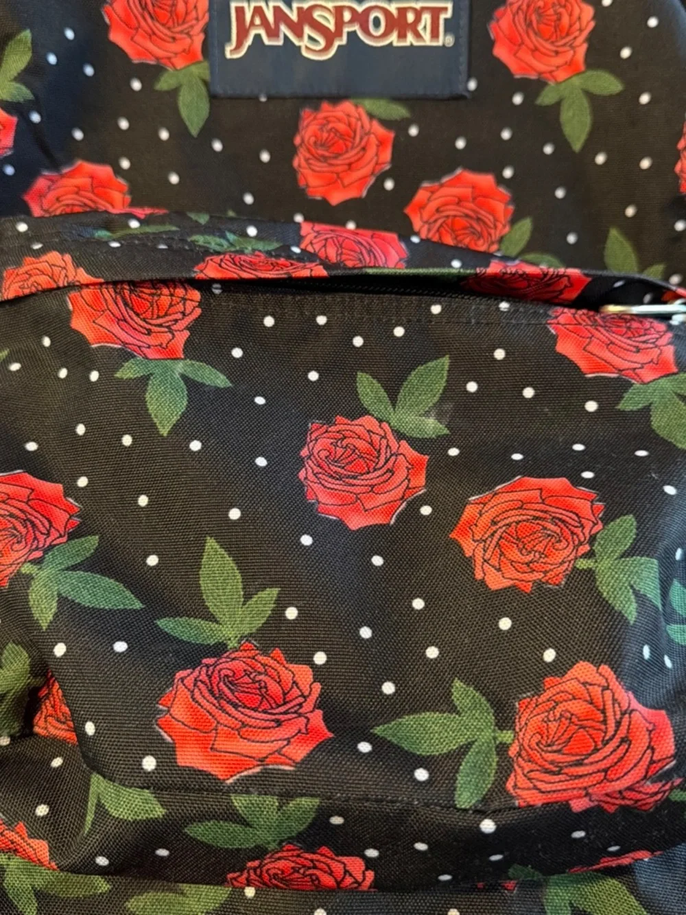 Jansport Betsy Floral Backpack Black Red School Bag 12x17x5.5